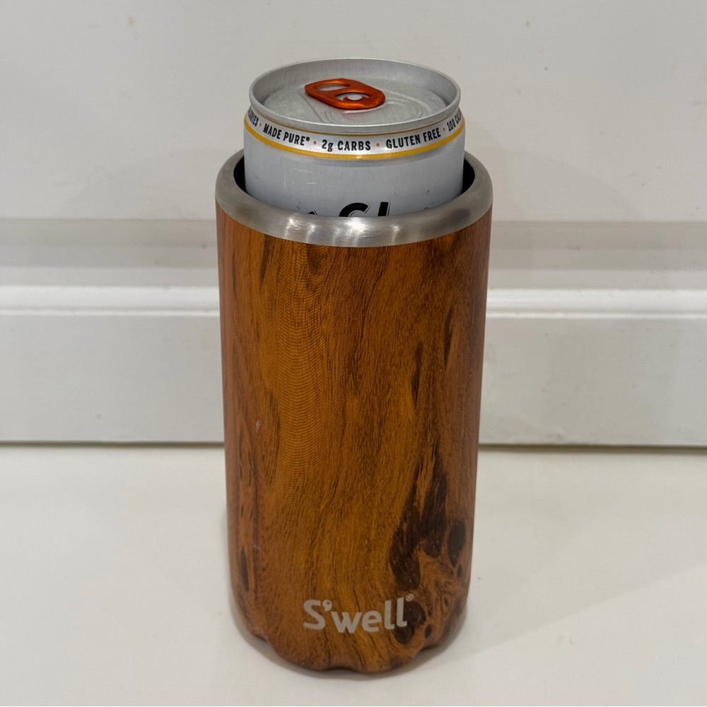 S'well Teakwood Slim Can or Bottle Drink Chiller Koozie - Picture 5 of 10